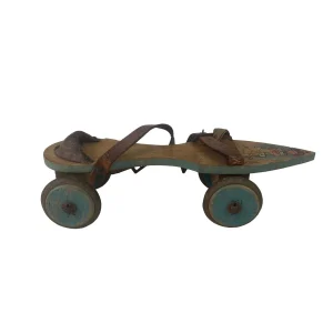 Ancien Patin à Roulette En Bois Vintage france 15