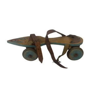 Ancien Patin à Roulette En Bois Vintage france 13